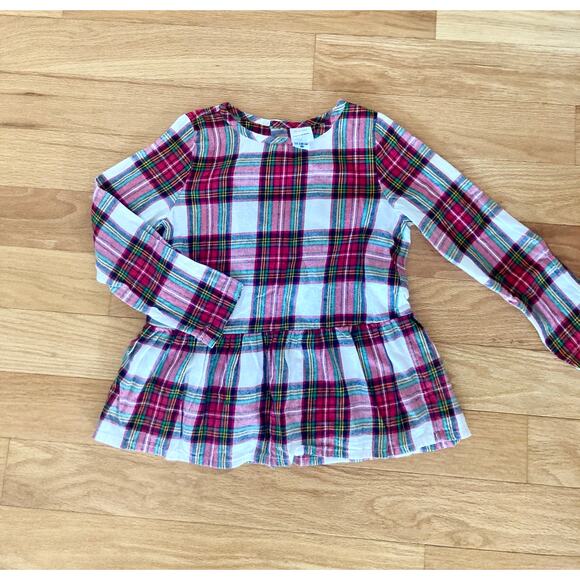 Hanna Andersson Flannelette Peplum Tartan Stewart Plaid Ruffle Top 6-7 Christmas - Picture 3 of 11